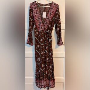 Aura. Wrap Dress. Maxi. Gorgeous colors. M. NEW with tags.
